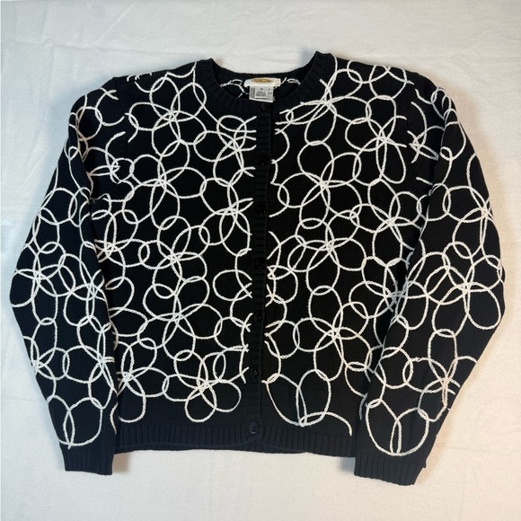 Talbots Sweaters - Talbot's Black and White Button-up Cardigan Size Medium